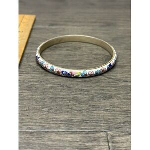 Vintage Cloisonne Bangle Bracelet Sarah Coventry Posie Enameled‎ Boho Jewerlry